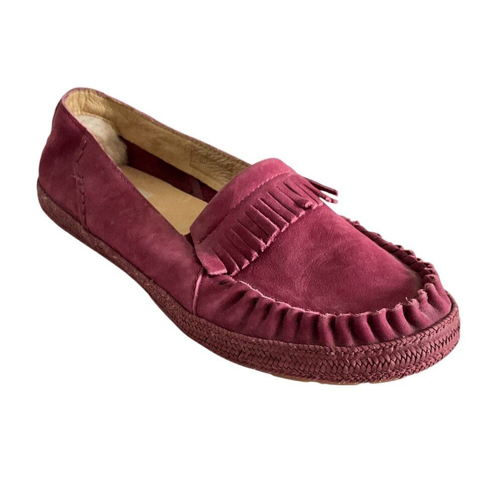 Ugg Marrah Suede Fringe Loafers Burgundy 8.5